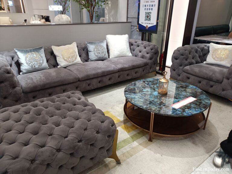 A visit to a modern sofas showroom in foshan market
