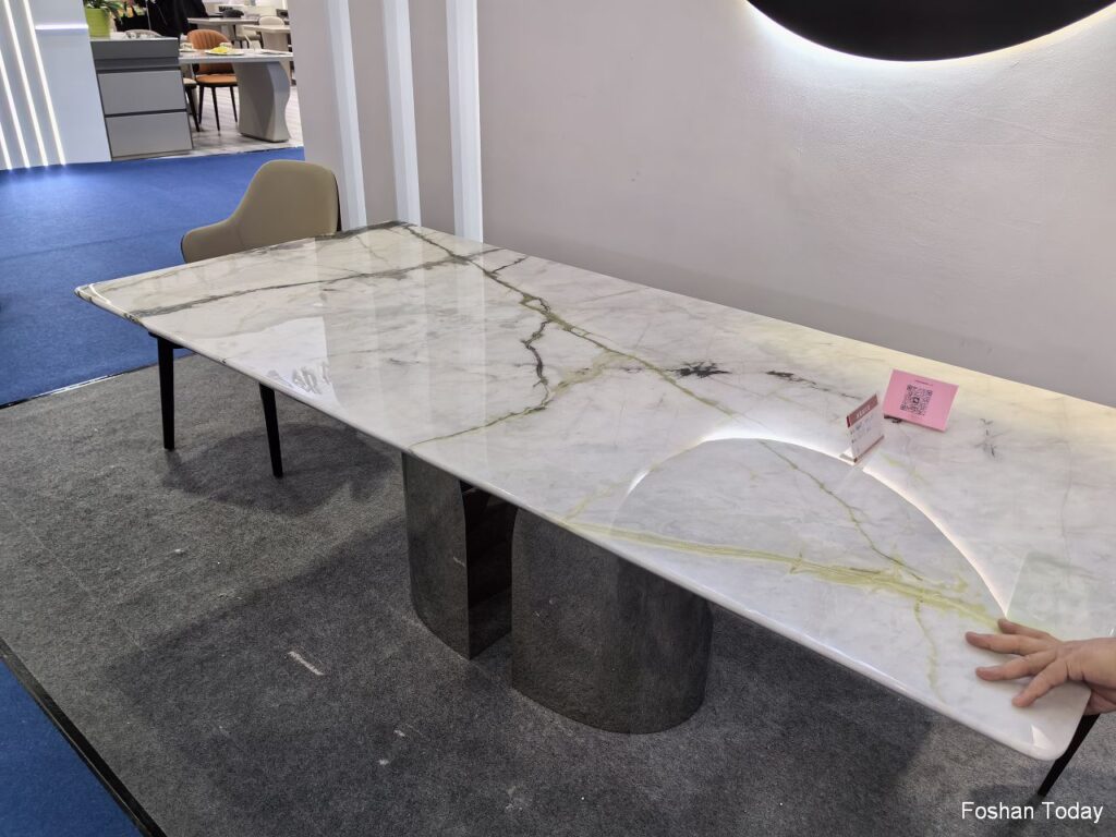 White Marble top dining table at Dongguan Furniture Fair 2024