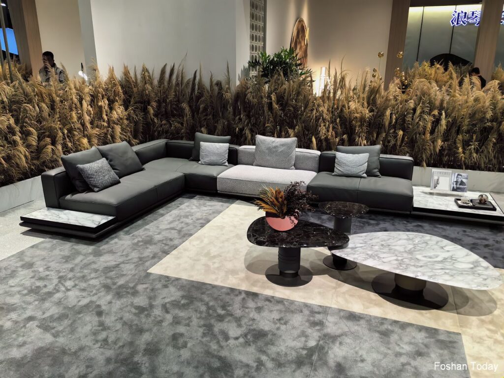 Black and grey leather Sofa at Dongguan Furniture Fair 2024